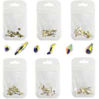 YuCool - Juego de 120 diamantes de imitación con parte trasera plana para decoración de uñas- 6 formas (S-ovalada-gota…